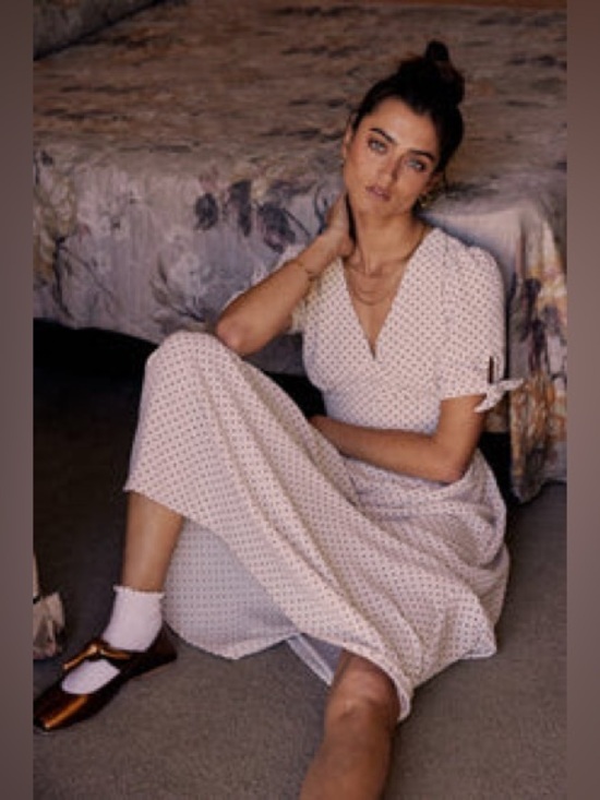 bohme Dresses & Skirts - Women's Cream Polka Dot Short Sleeve Dress